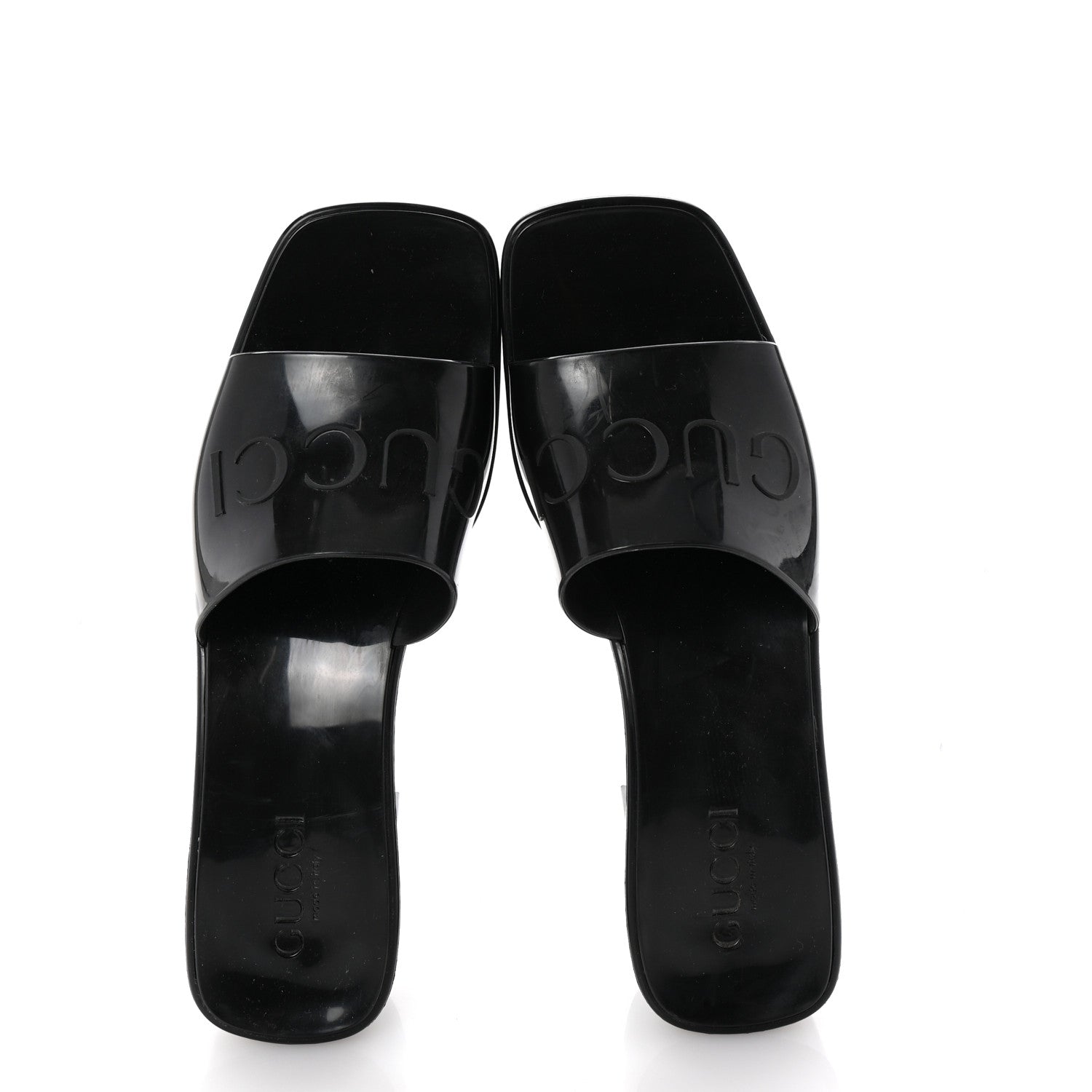 Gucci Rubber Gucci Logo Womens Platform 20/60mm Slide Sandals 39 Black 2 of 8