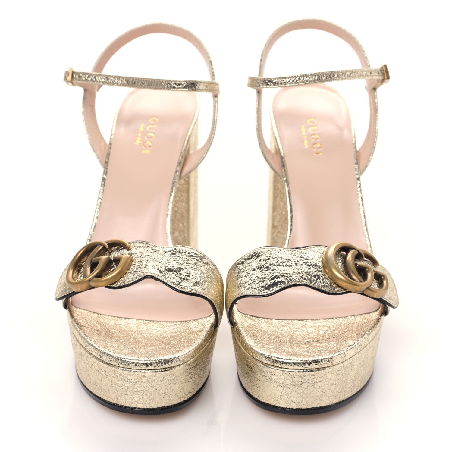 Gucci Galassia GG Marmont Ankle Wrap 30/115mm Platform Sandals 37.5 Platino 2 of 8
