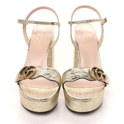 Gucci Galassia GG Marmont Ankle Wrap 30/115mm Platform Sandals 37.5 Platino 2 of 8