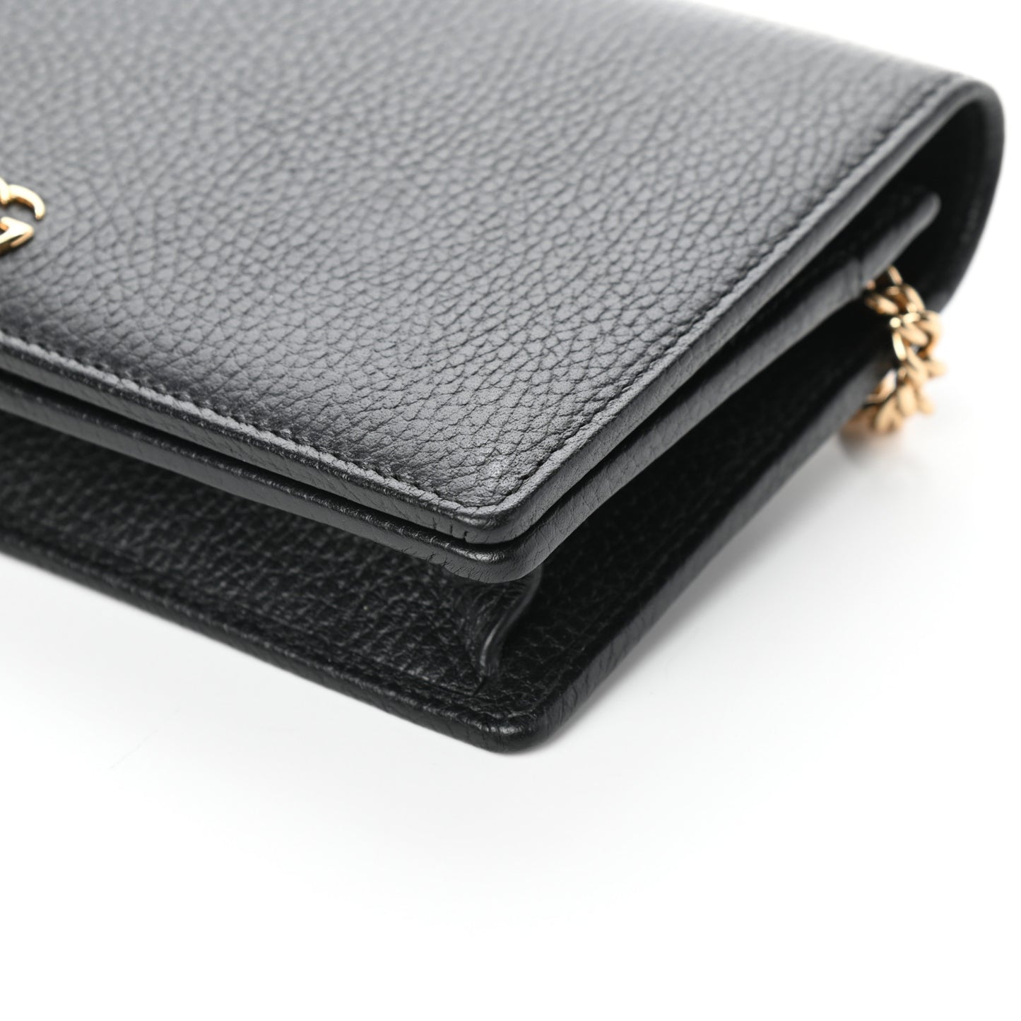 Calfskin Mini GG Marmont Chain Wallet Black