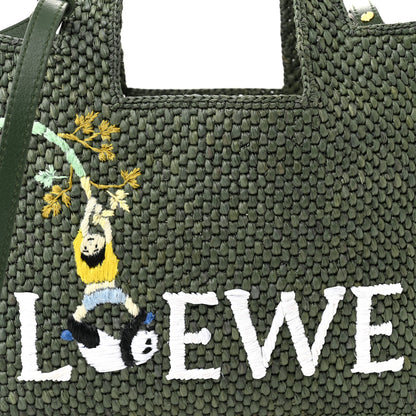 Loewe X SUNA FUJITA Raffia Small Font Tote Bottle Green 8 of 11