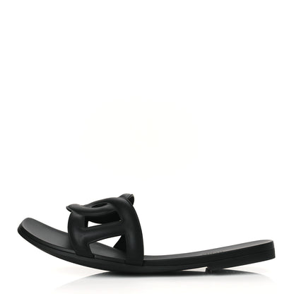 Hermes Rubber Aloha Sandals 40 Black 1 of 8