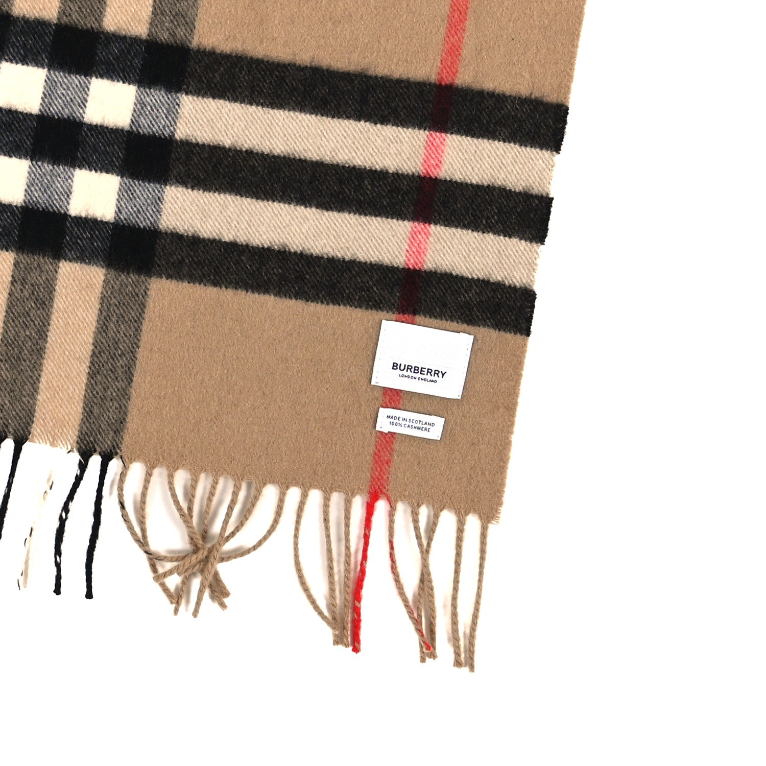 Burberry Cashmere Giant Heritage Check Fringe Scarf Camel 6 of 6