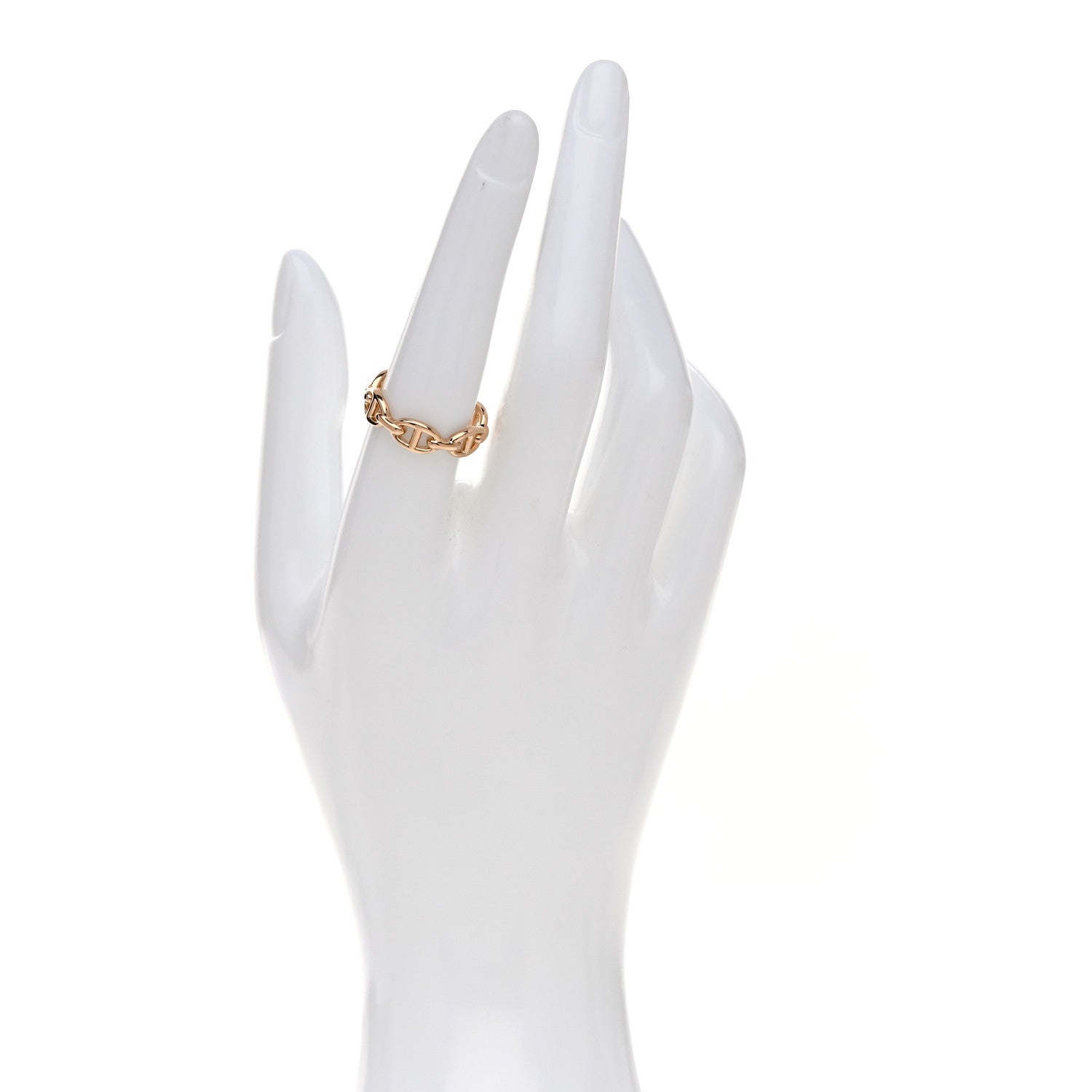 Hermes 18K Rose Gold PM Chaine d'Ancre Enchainee Ring 55 7.25 2 of 9