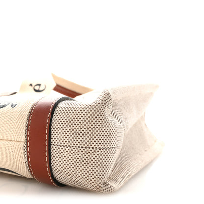 Chloe Cotton Calfskin Small Woody Ribbon Tote  White Brown 10 of 10