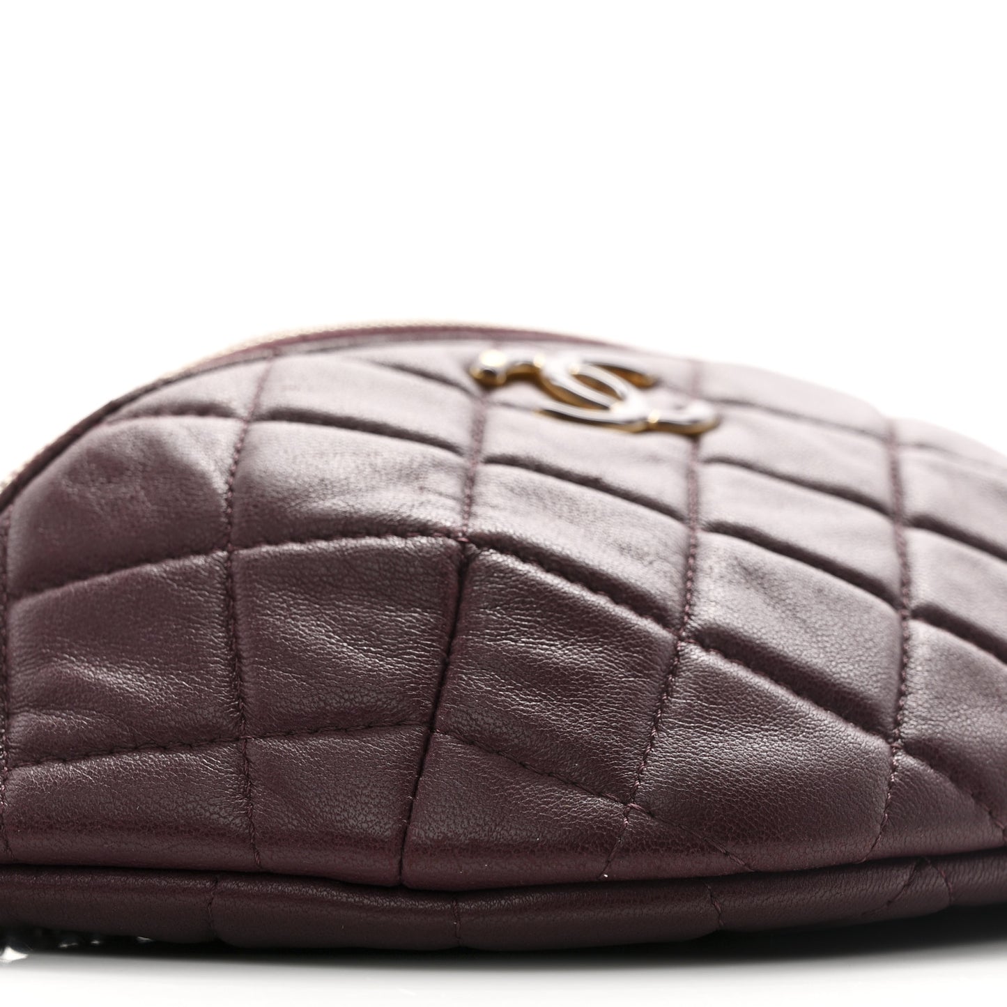 Shiny Lambskin Enamel Quilted Waist Bag Fanny Pack Burgundy