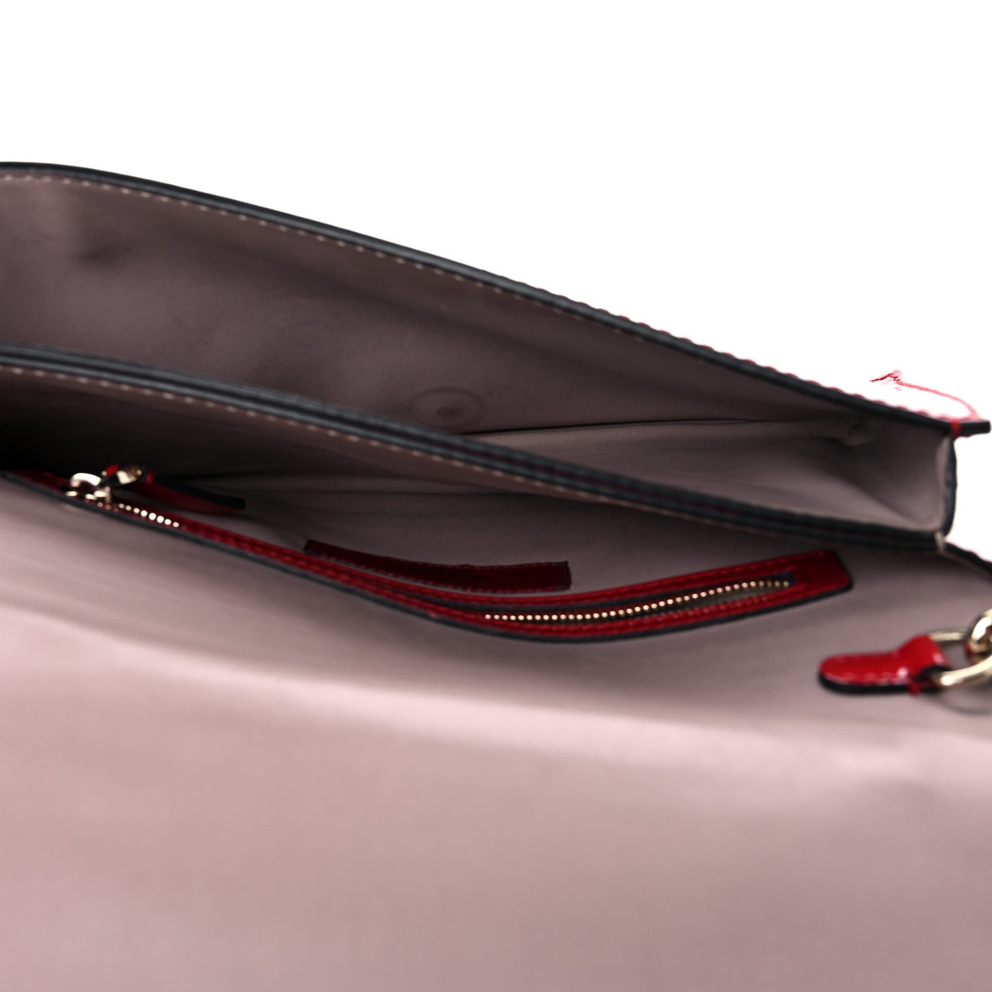 Patent Monochrome Rockstud Wristlet Clutch Rosso Valentino