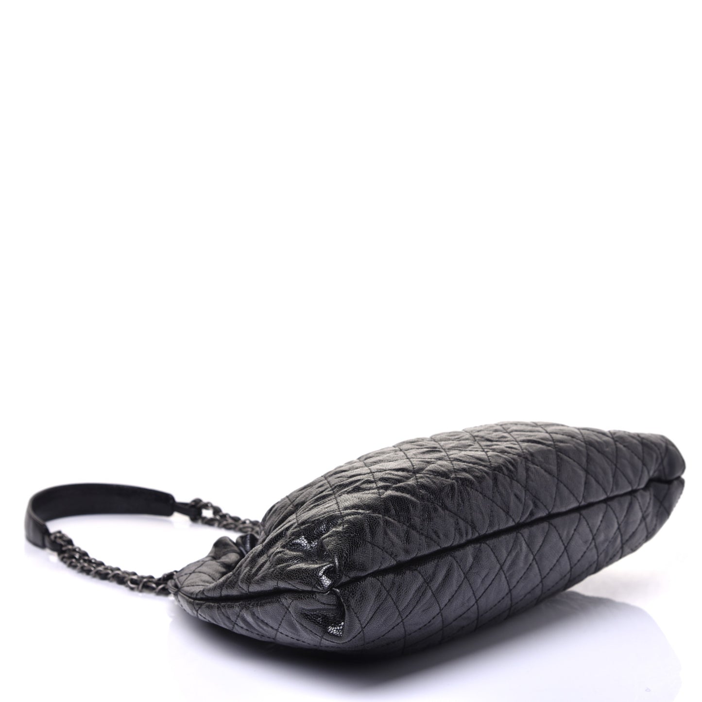 Caviar Quilted Medium Elastic Shopping Tote Black