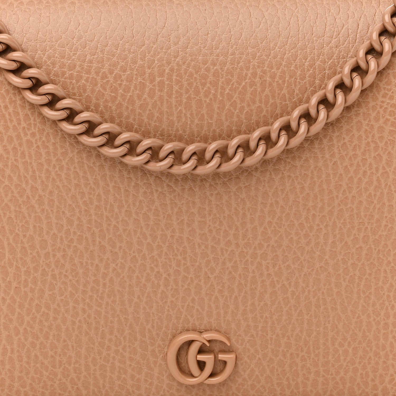 Gucci Dollar Calfskin Enamel Monochrome Mini GG Marmont Chain Wallet Camelia 8 of 10