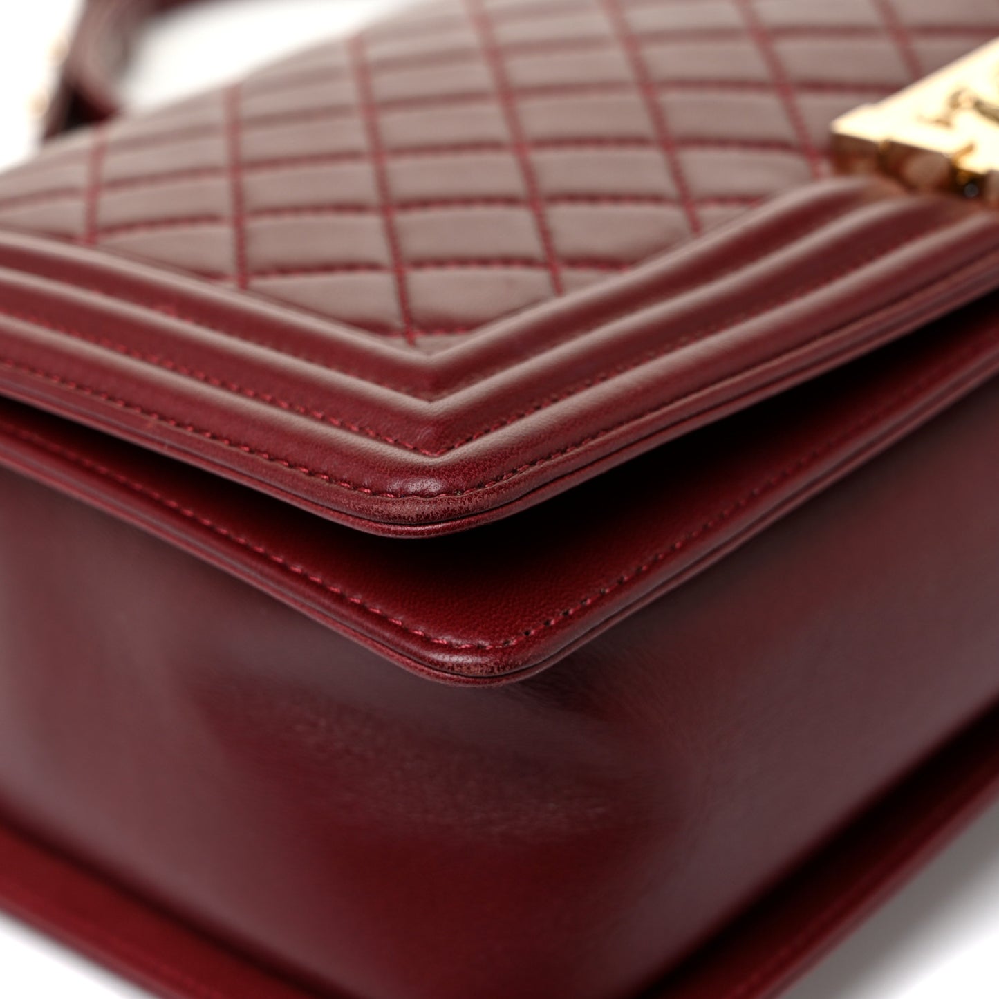 Lambskin Quilted New Medium Boy Flap Dark Red