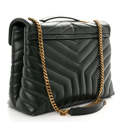Saint Laurent Calfskin Y Quilted Monogram Medium Loulou Chain Satchel Dark Leaf 3 of 9