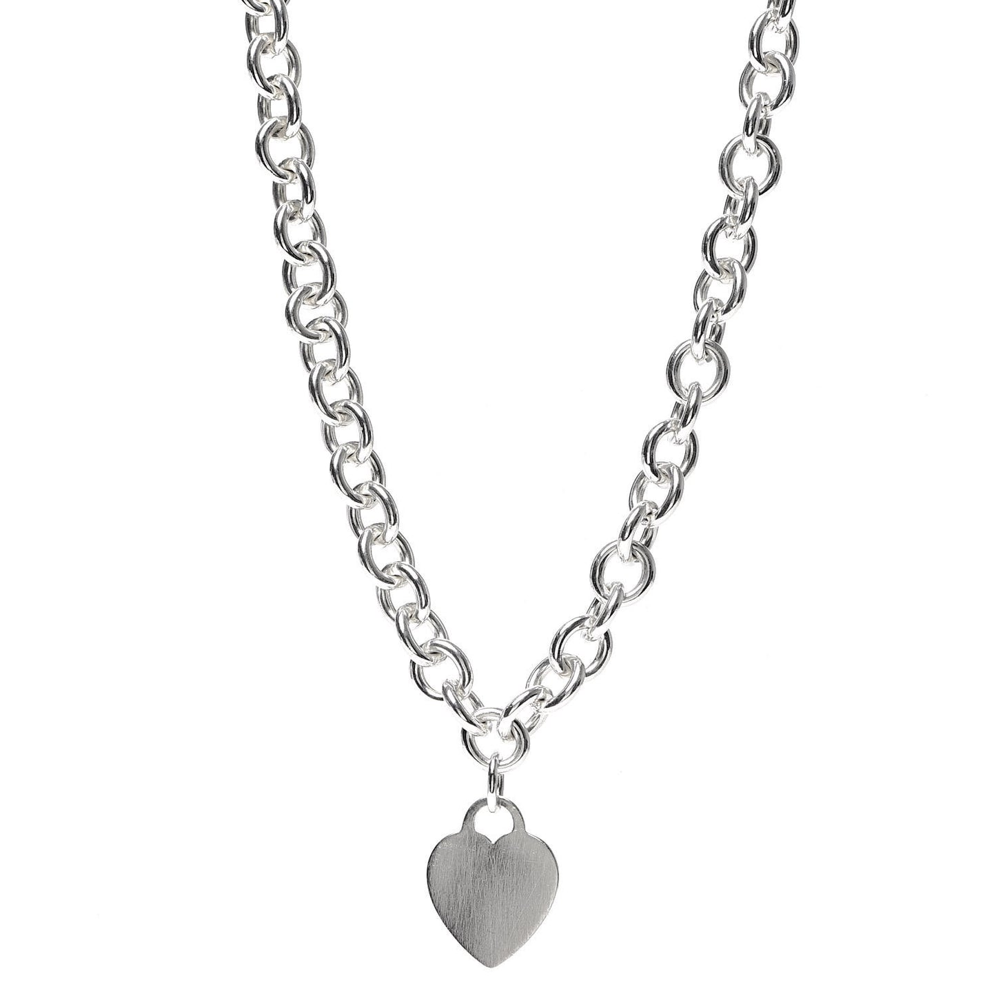 Sterling Silver Heart Tag Necklace