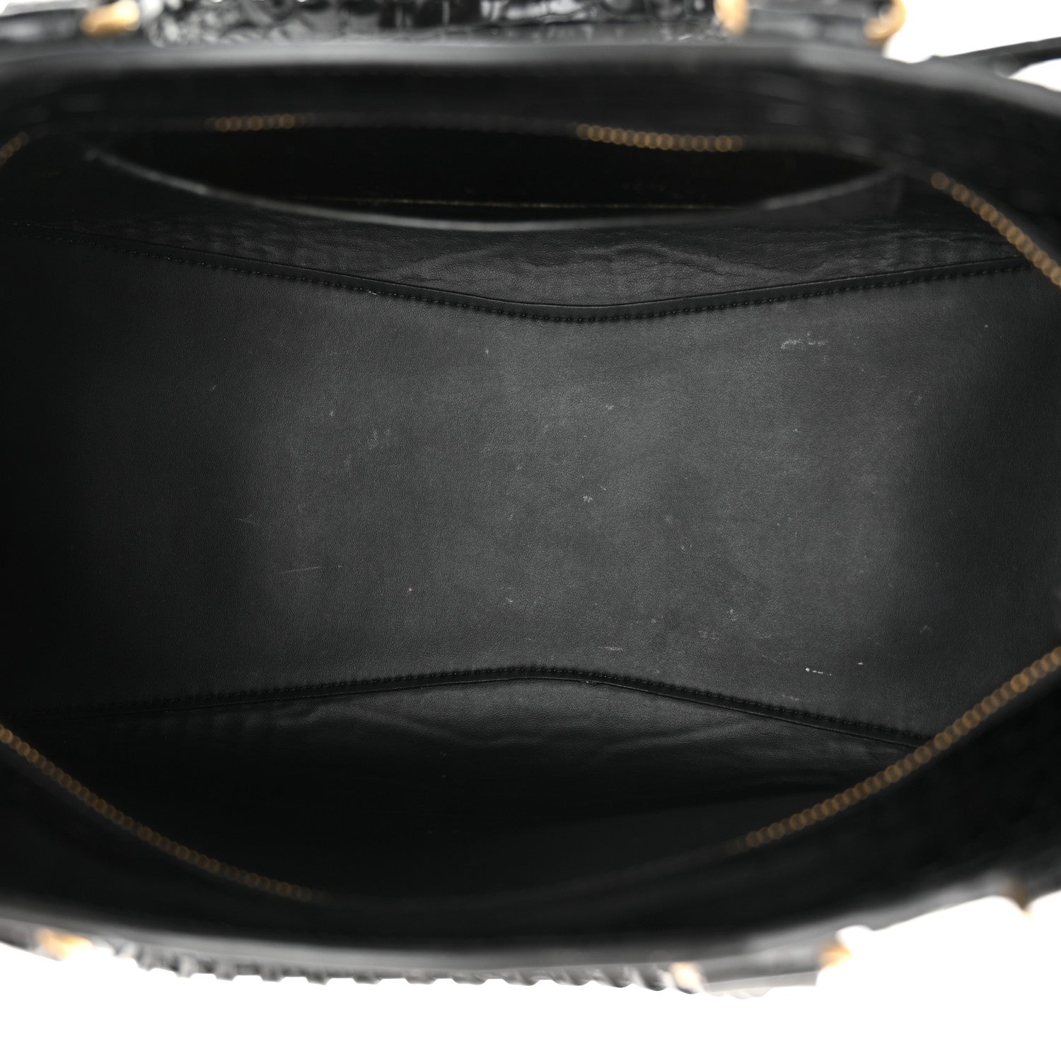 Balenciaga Shiny Supple Calfskin Crocodile Embossed Brass Hardware Neo Classic City Black 5 of 13