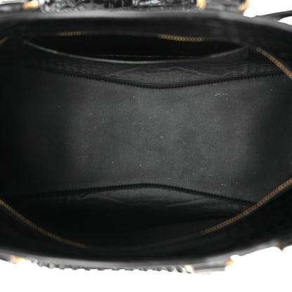 Balenciaga Shiny Supple Calfskin Crocodile Embossed Brass Hardware Neo Classic City Black 5 of 13