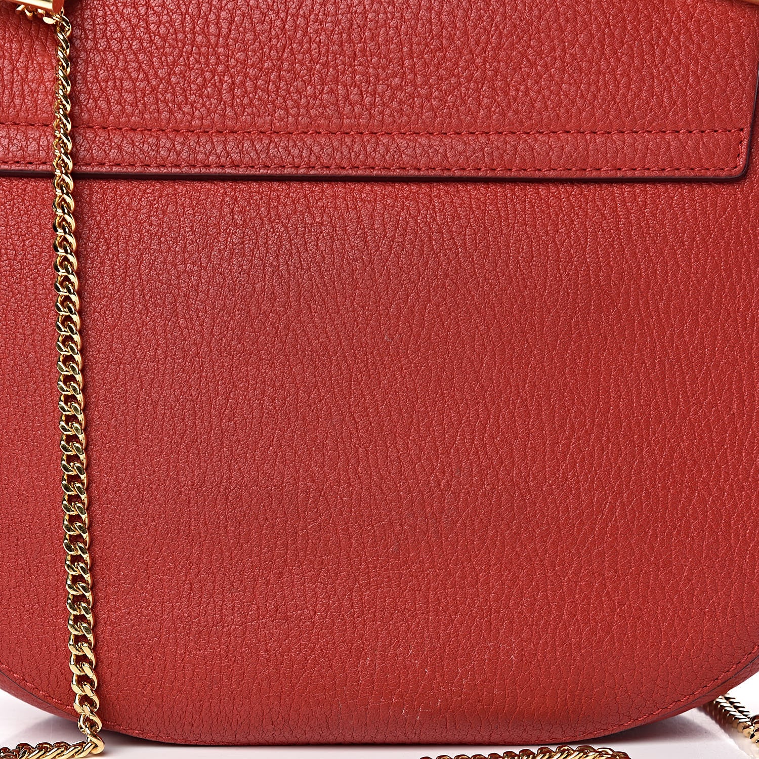Chloe Grained Lambskin Drew Shoulder Bag Plaid Red 10 of 13
