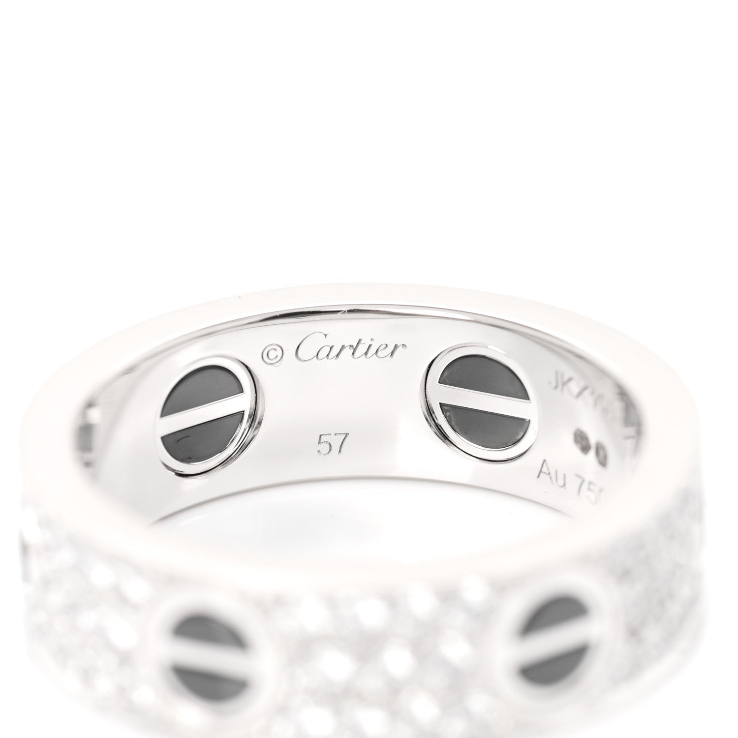 Cartier 18K White Gold Diamond Ceramic LOVE Paved Ring 57 8 4 of 6