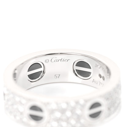Cartier 18K White Gold Diamond Ceramic LOVE Paved Ring 57 8 4 of 6