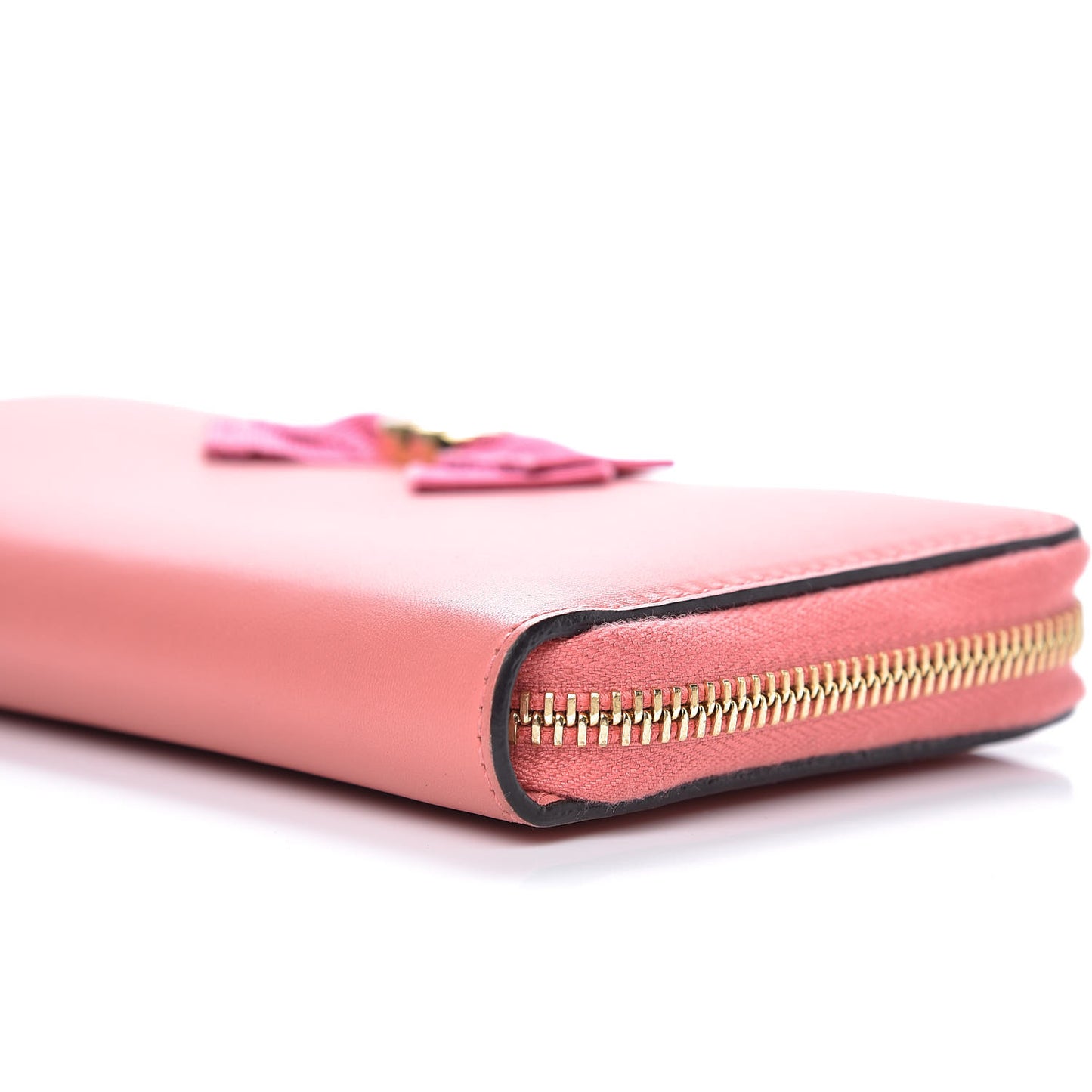 Lambskin GG Bow Zip Around Wallet Light Pink