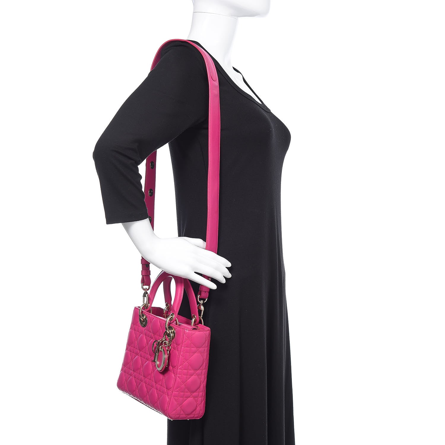 Christian Dior Lambskin Cannage Small Lucky Badges My Lady Dior Magenta 2 of 14