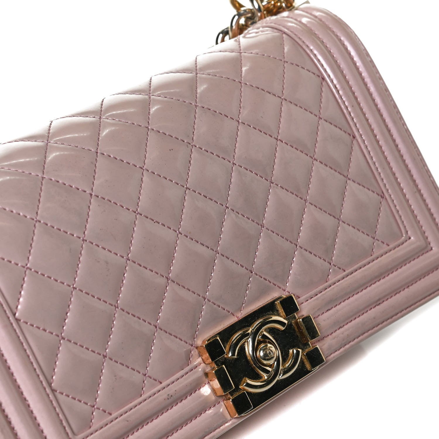 Chanel Patent Calfskin Quilted Medium Boy Flap Light Pink 14 of 18