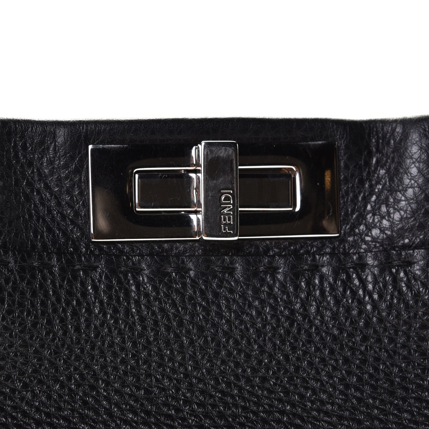 Fendi Cuoio Romano Selleria Bi-Color Medium Peekaboo Iconic Satchel Black Mou 6 of 8