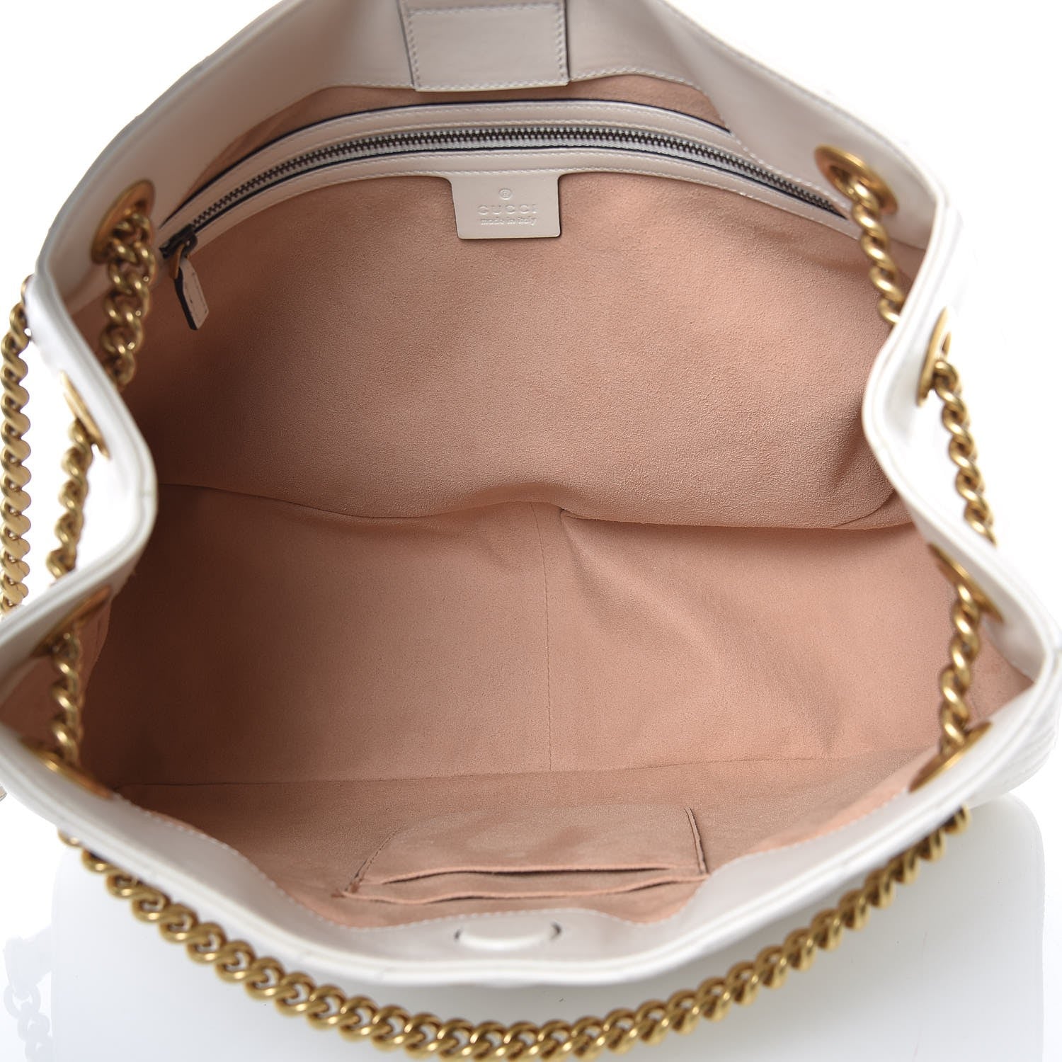 Gucci Calfskin Matelasse Medium GG Marmont Shoulder Tote Bag White 5 of 9