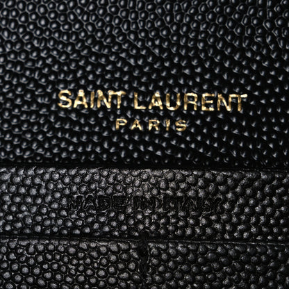 Saint Laurent Grain De Poudre Matelasse Chevron Monogram Flap Wallet Black 6 of 7