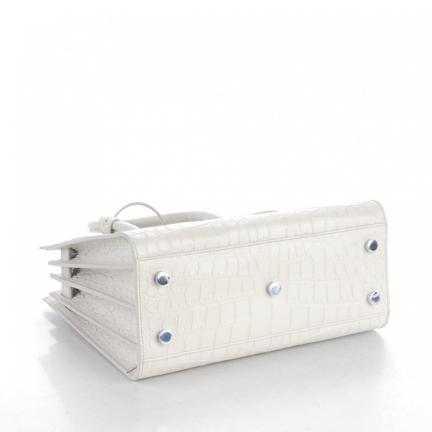 Calfskin Crocodile Embossed Baby Sac De Jour Gris Perle
