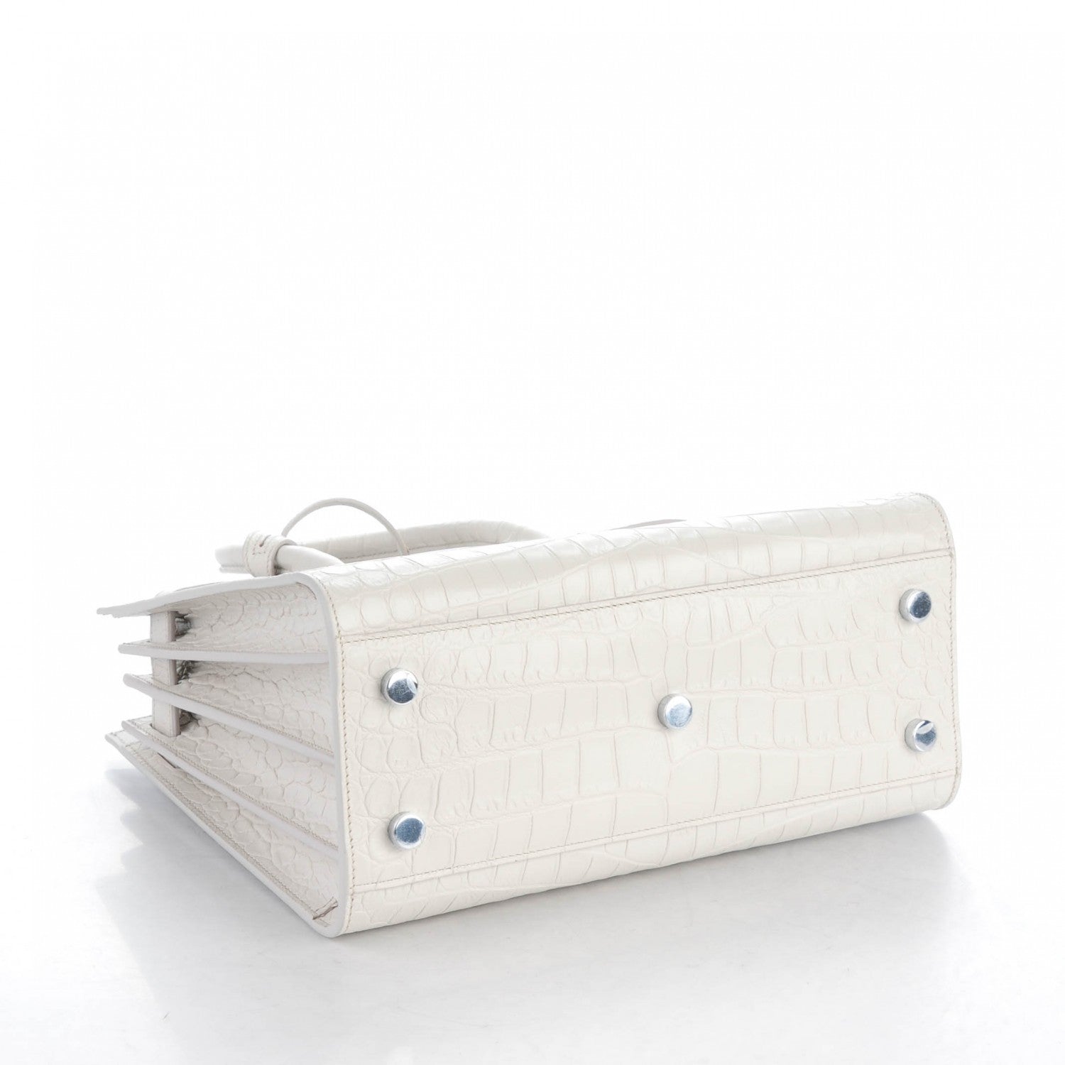 Saint Laurent Calfskin Crocodile Embossed Baby Sac De Jour Gris Perle 4 of 7