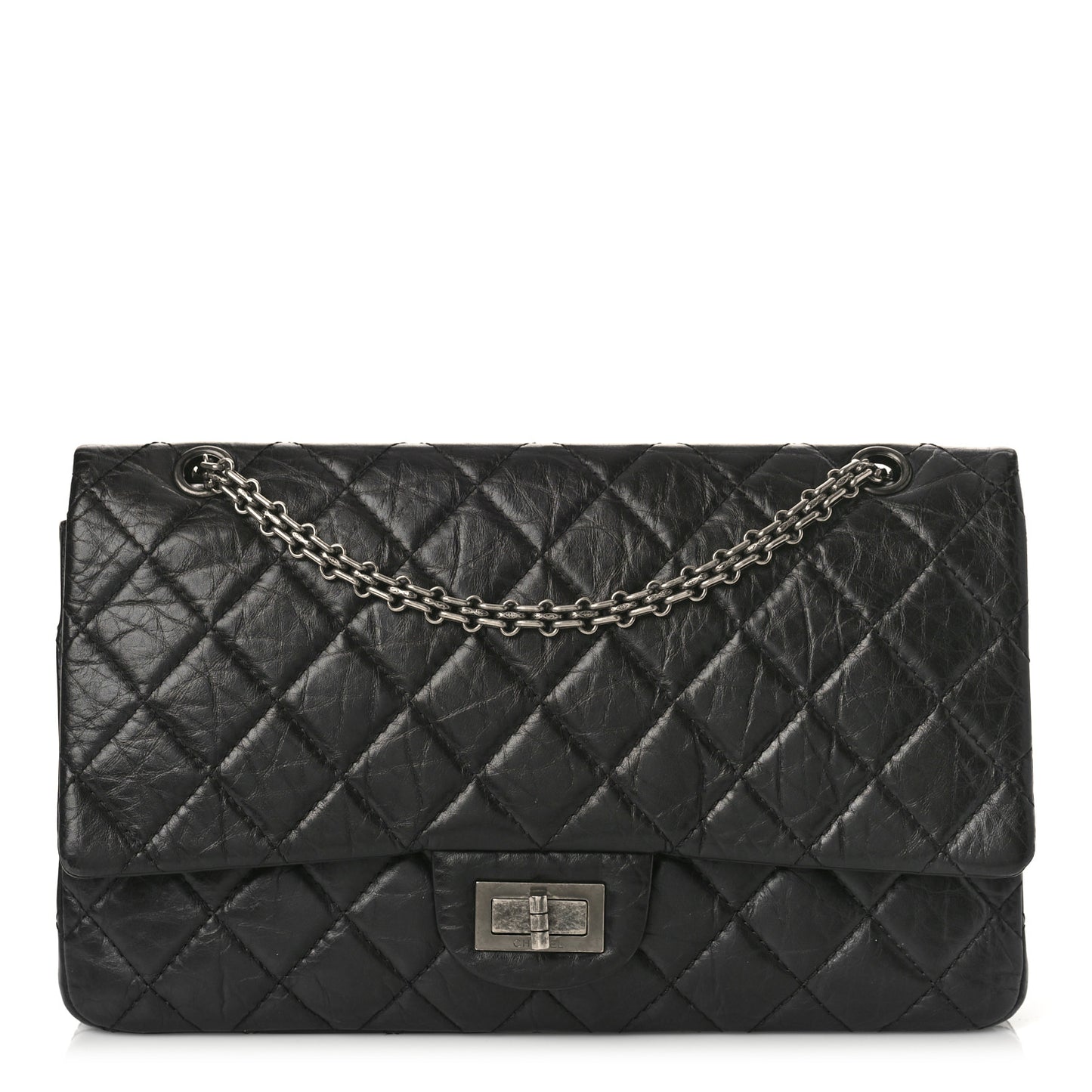 Aged Calfskin Quilted 2.55 Reissue 227 Flap Black