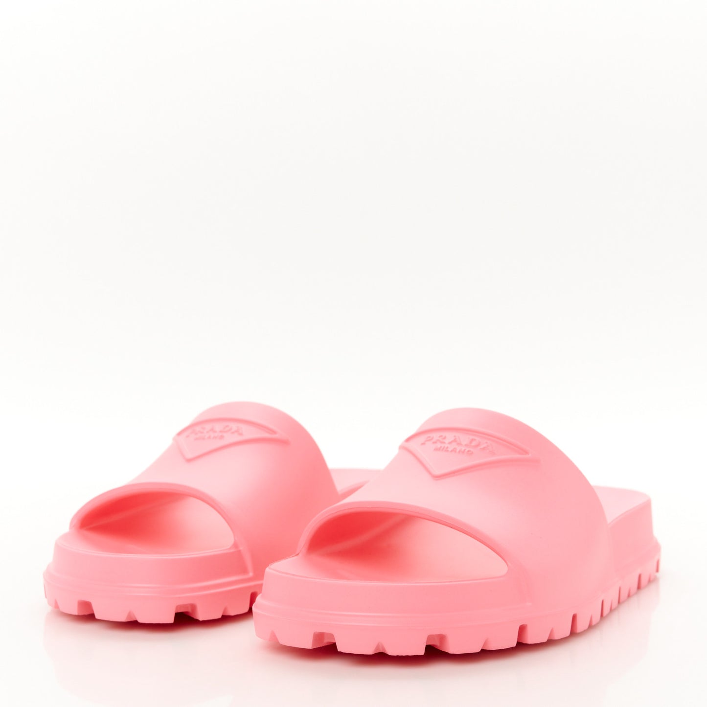 EVA Rubber Triangle Logo Embossed Womens Lug Sole 20mm Slide Sandals 37 Begonia