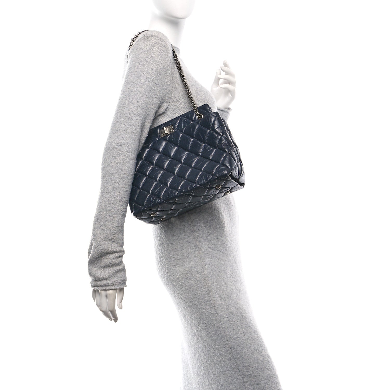 Chanel Aged Calfskin Quilted Reissue 2.55 Tote Black 2 of 11