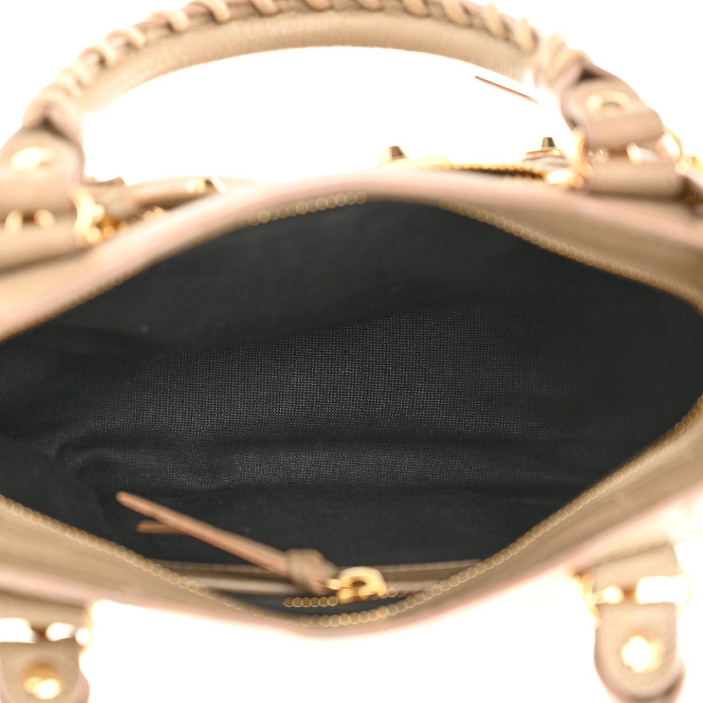 Chevre Gold Metallic Edge Hardware Mini City Beige Latte