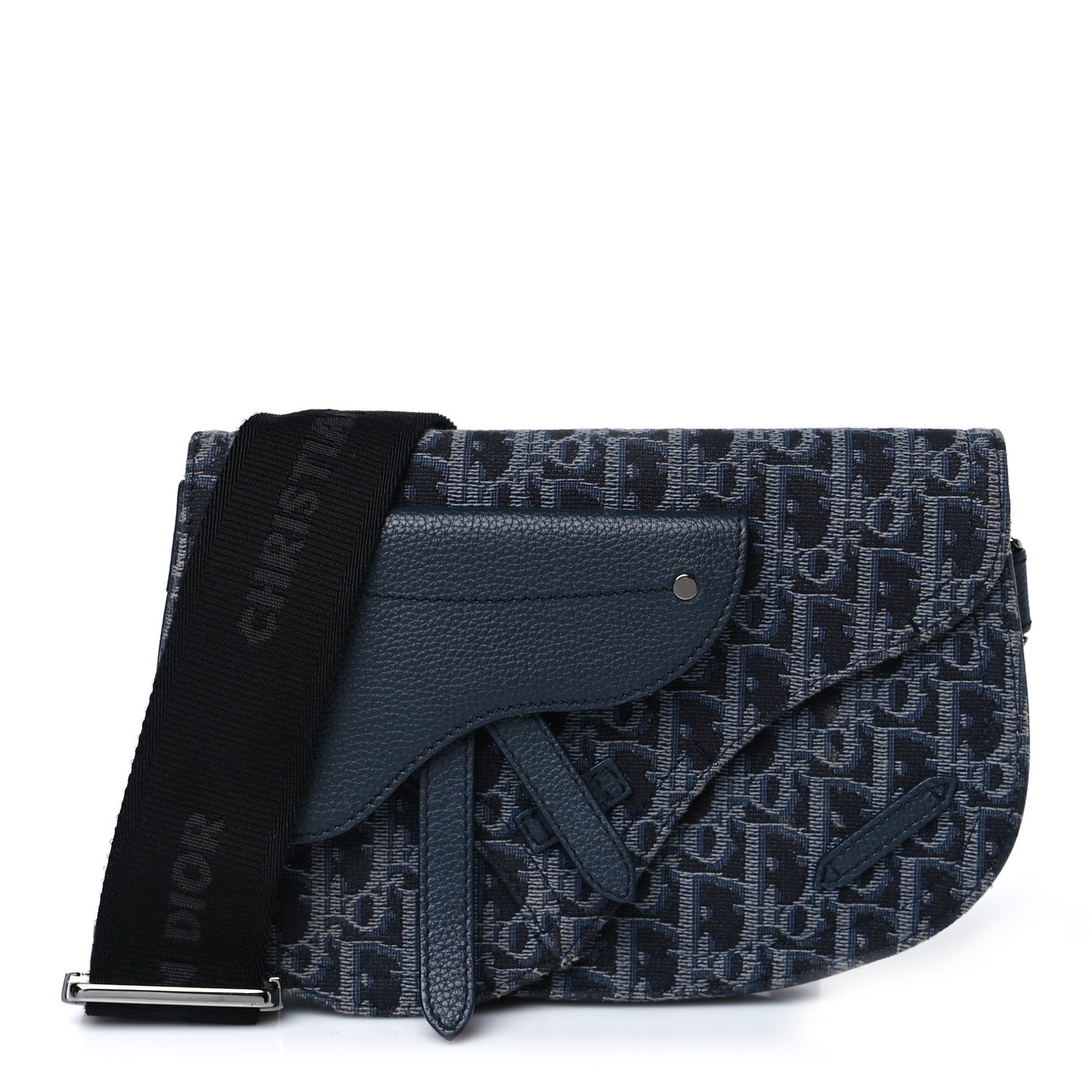 Oblique Saddle Messenger Pouch Blue Black