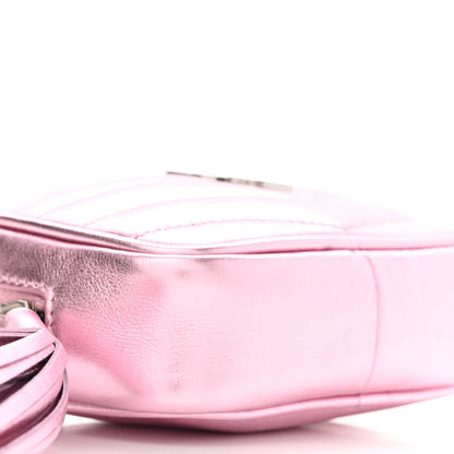 Saint Laurent Metallic Calfskin Matelasse Chevron Monogram Baby Lou Camera Bag New Azalea 9 of 10