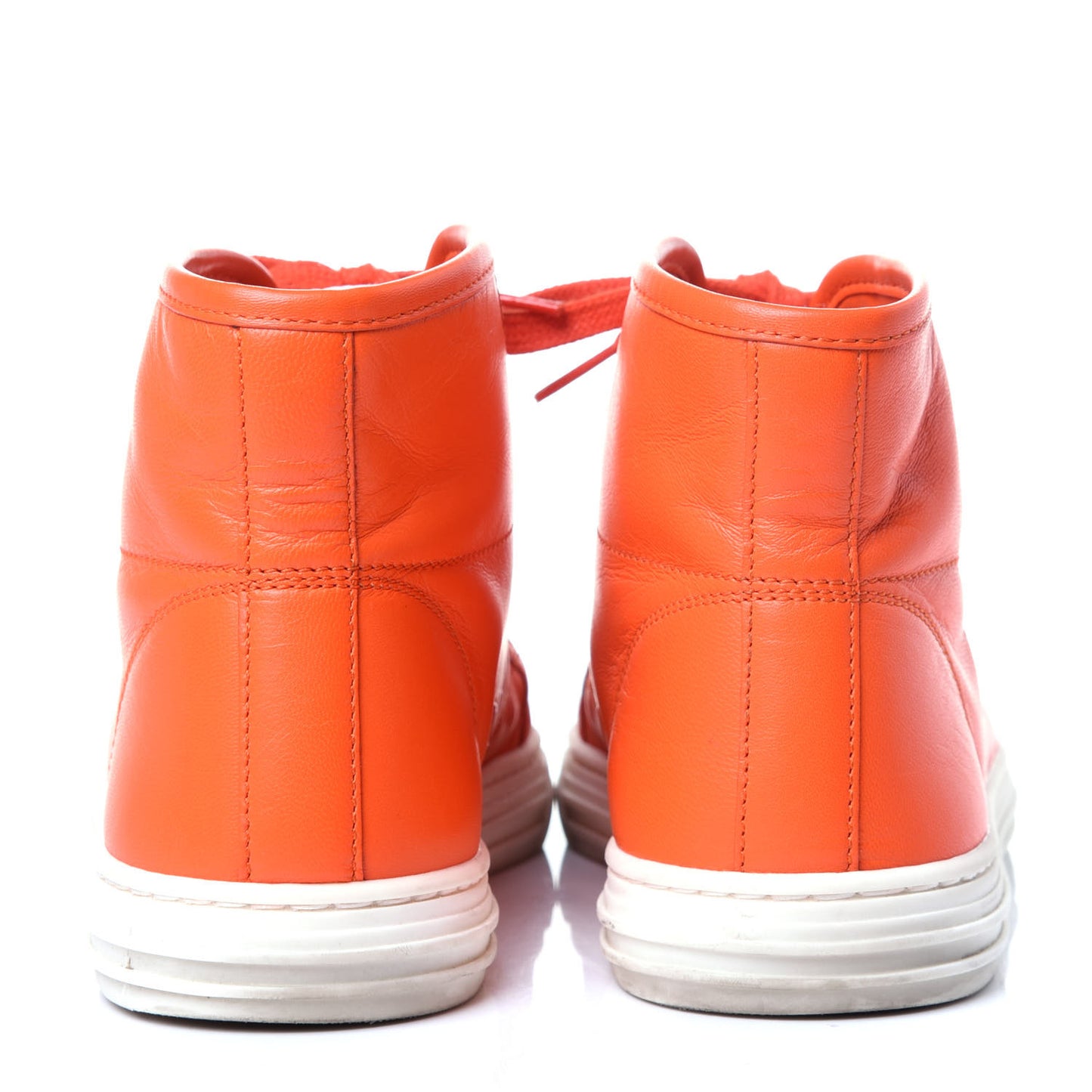 Nappa Studded Womens High Top Sneakers 36.5 Vibrant Orange