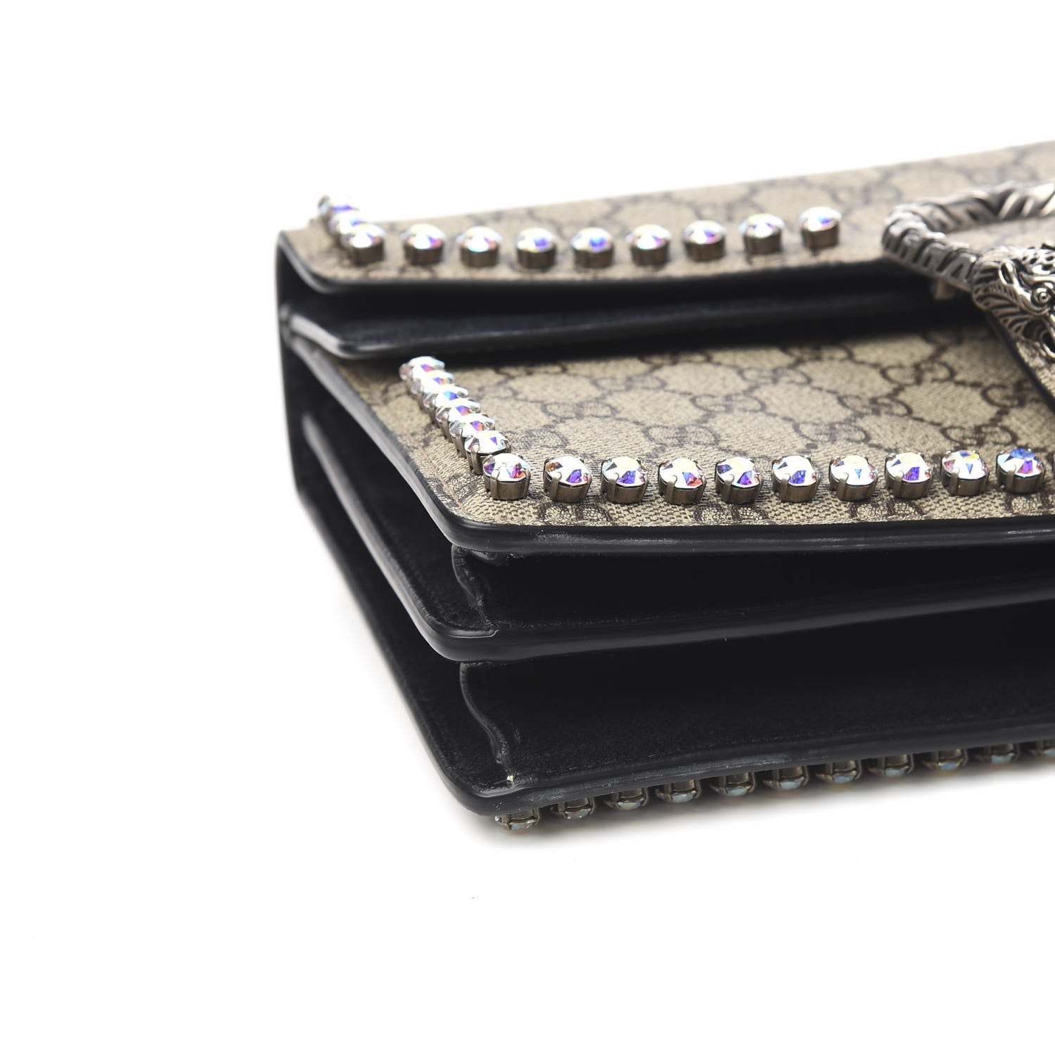 Gucci GG Supreme Monogram Crystal Small Dionysus Shoulder Bag Black 10 of 12