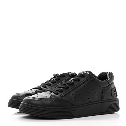 Chanel Calfskin Womens Logo Sneakers 37.5 Black 3 of 8
