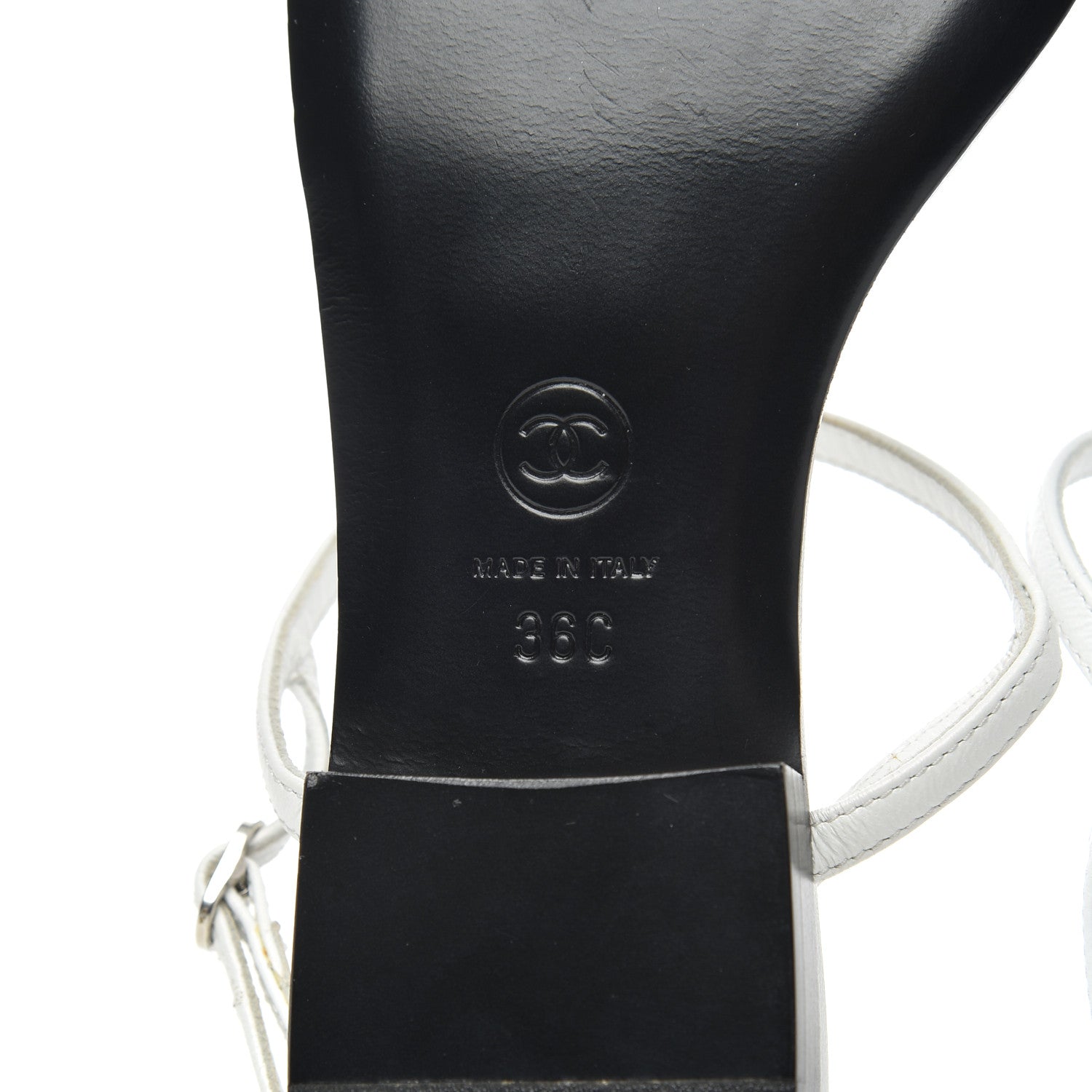 Chanel Lambskin CC Thong Sandals 36 White 7 of 8