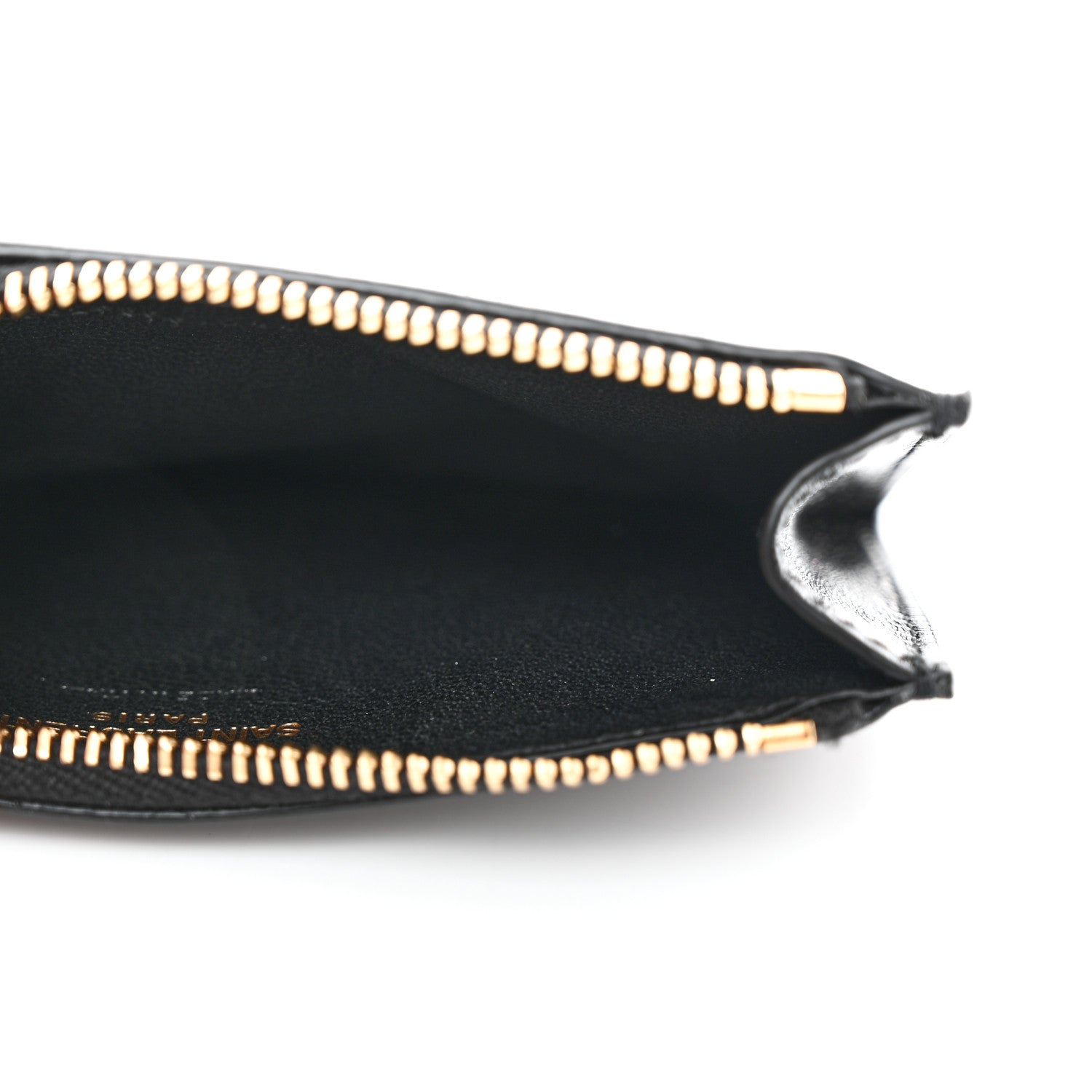 Saint Laurent Grained Calfskin Monogram 5 Fragments Zip Pouch Card Holder Black 5 of 7