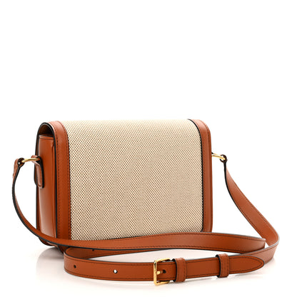 Celine Textile Natural Calfskin Teen Triomphe White Tan 3 of 9