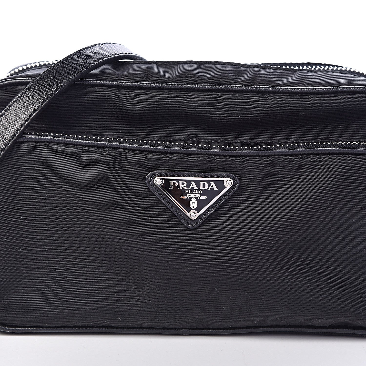 Prada Nylon Saffiano Vela Double Zip Crossbody Bag Black 8 of 11