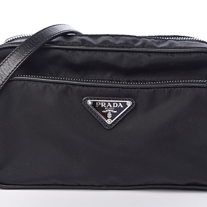 Prada Nylon Saffiano Vela Double Zip Crossbody Bag Black 8 of 11