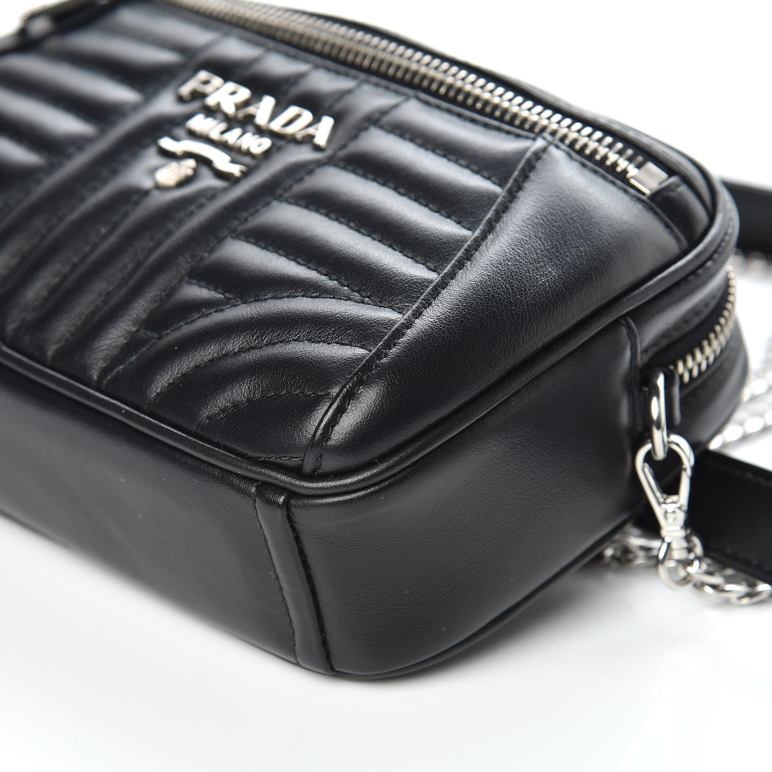Prada Soft Calfskin Impunture Diagramme Belt Bag Black 9 of 9