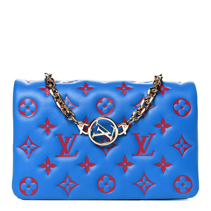 Louis Vuitton Lambskin Embossed Monogram Vuittamins Pochette Coussin Blue Red 1 of 10
