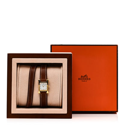 Hermes Stainless Steel Barenia 17.2mm Heure H Hour Double Tour Quartz Watch Fauve 5 of 5