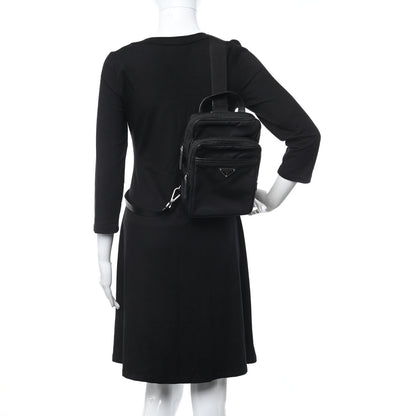 Prada Tessuto Nylon Saffiano Sling Bag Black 2 of 11