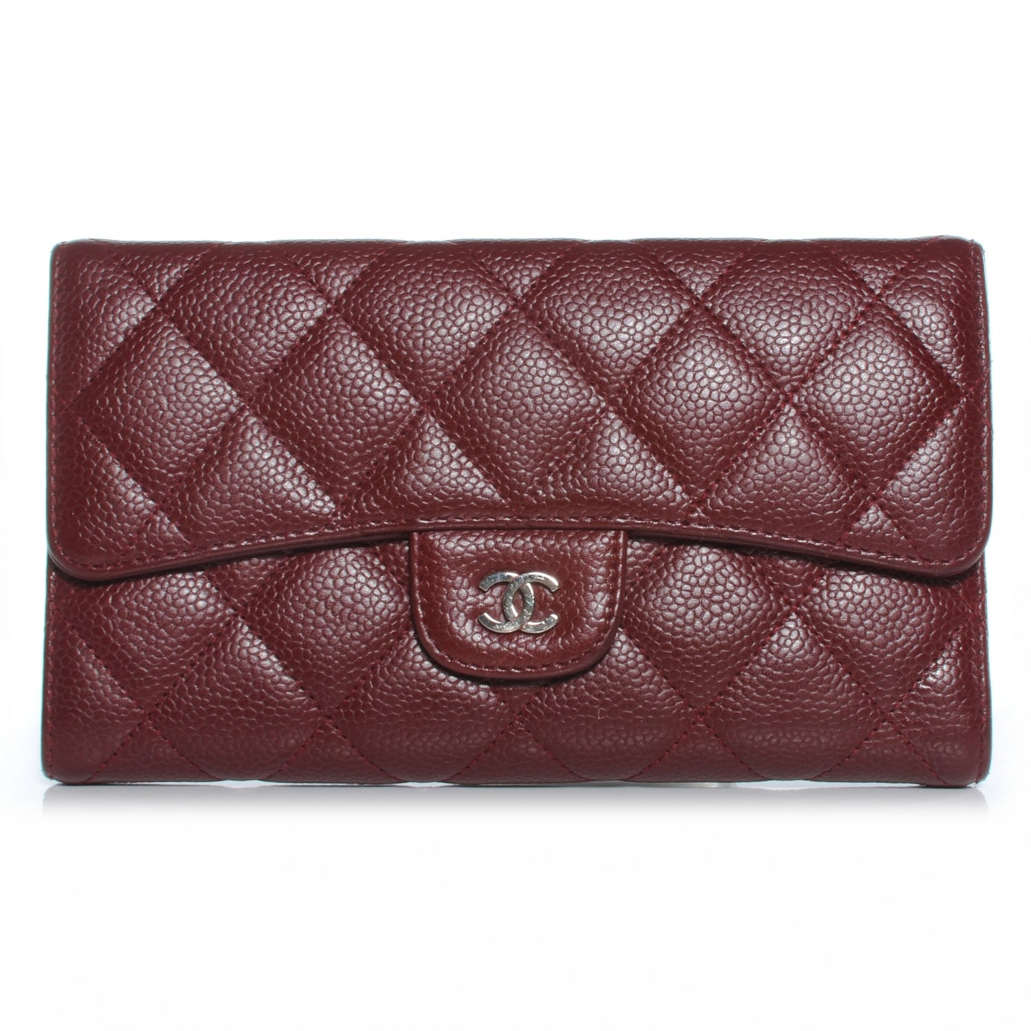 Chanel Caviar Quilted Long Flap Wallet Dark Red 1 of 7