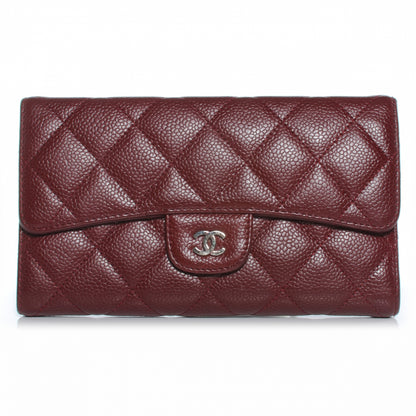 Chanel Caviar Quilted Long Flap Wallet Dark Red 1 of 7