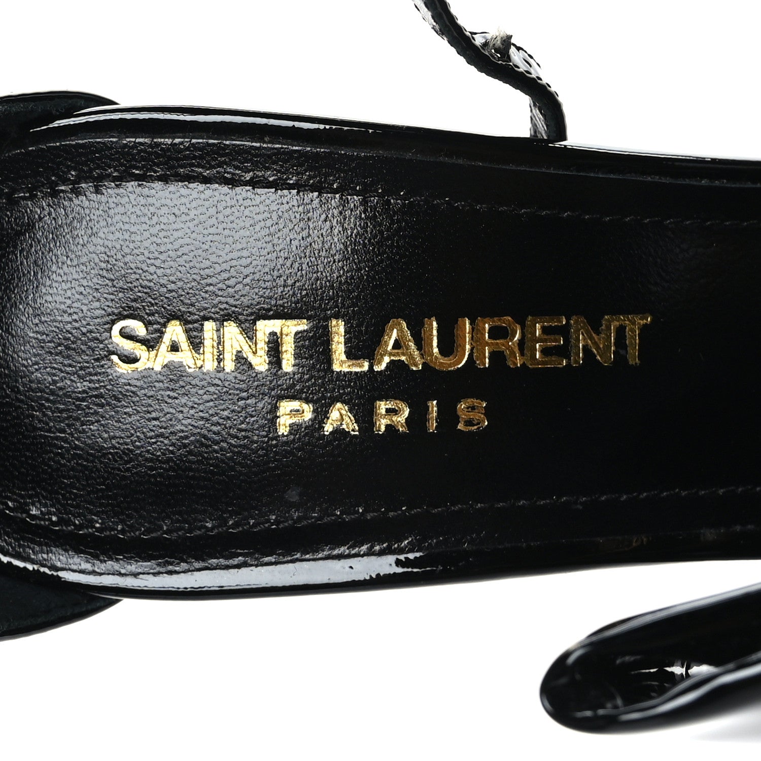 Saint Laurent Patent Calfskin Freja 105 Bow Sandals 36 Black 6 of 7